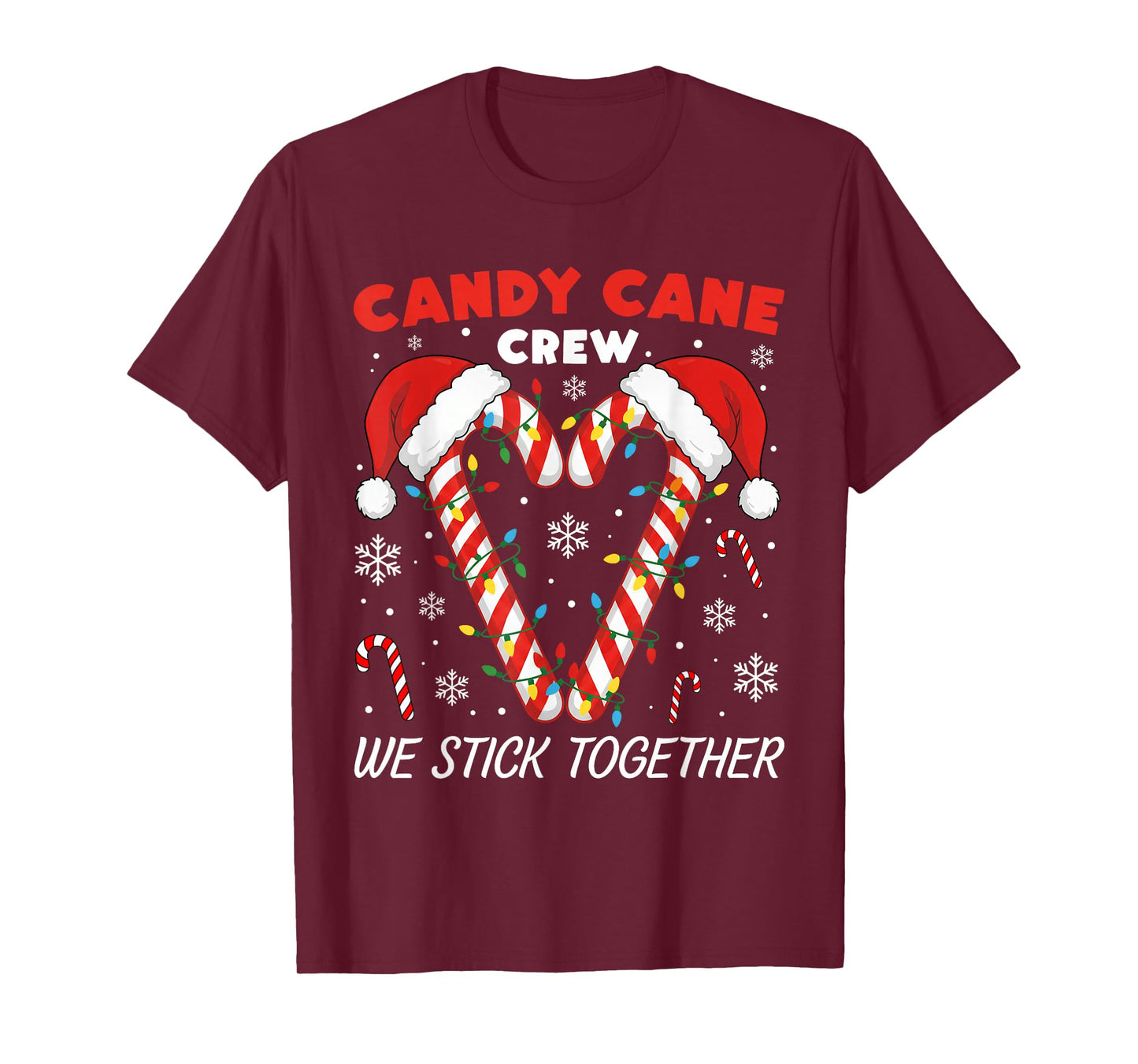 Christmas Candy Canes Heart Crew Holiday Family Matching T-Shirt
