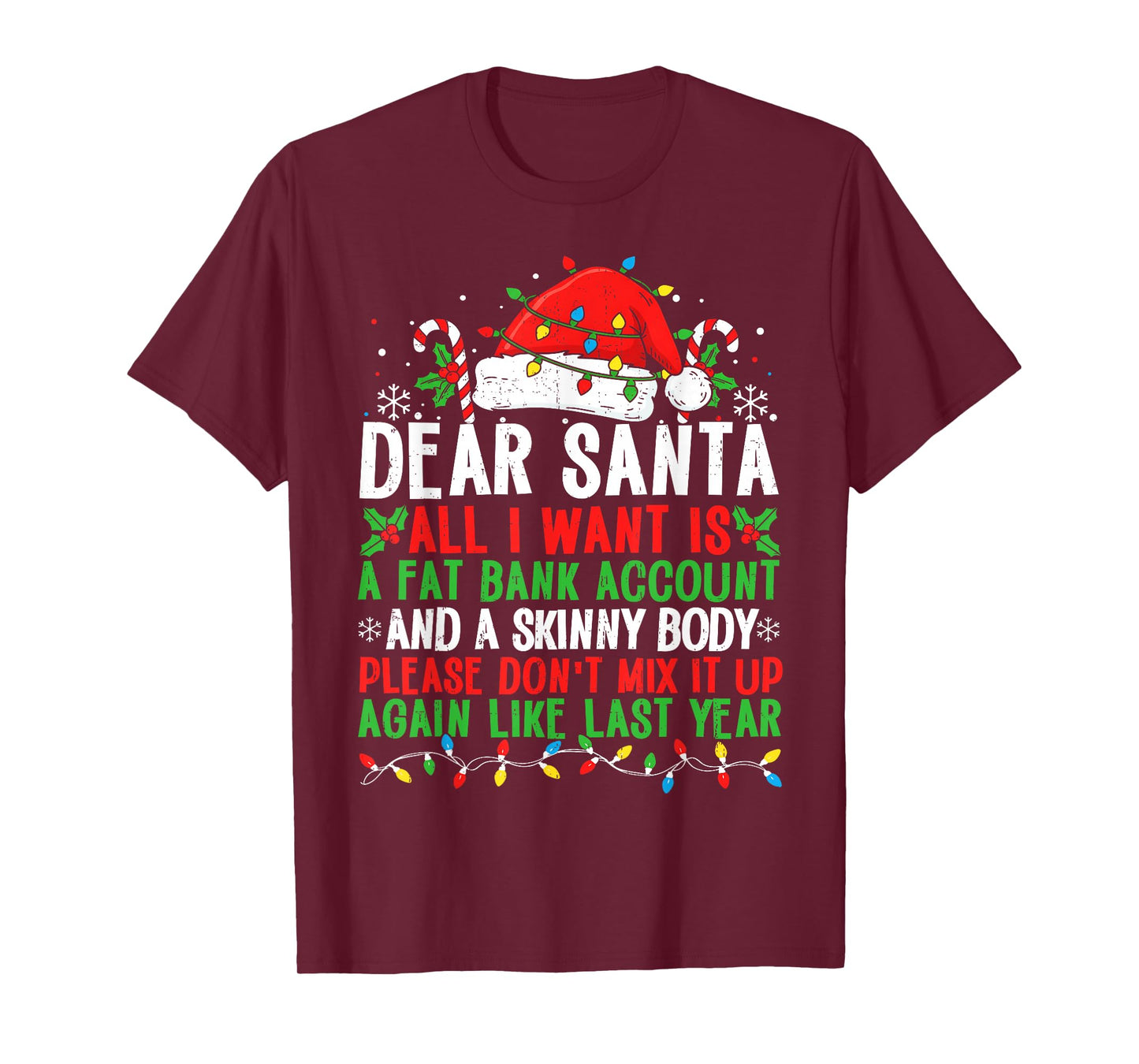 Funny Christmas Shirts for Women Men Adult Dear Santa T-Shirt