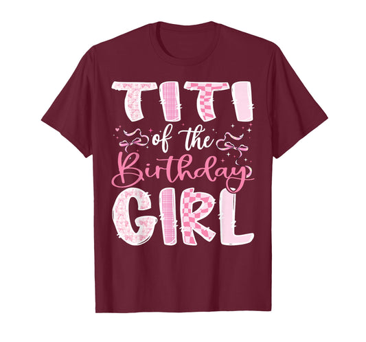 Titi of The Birthday Girl Pink Coquette Bow Family T-Shirt