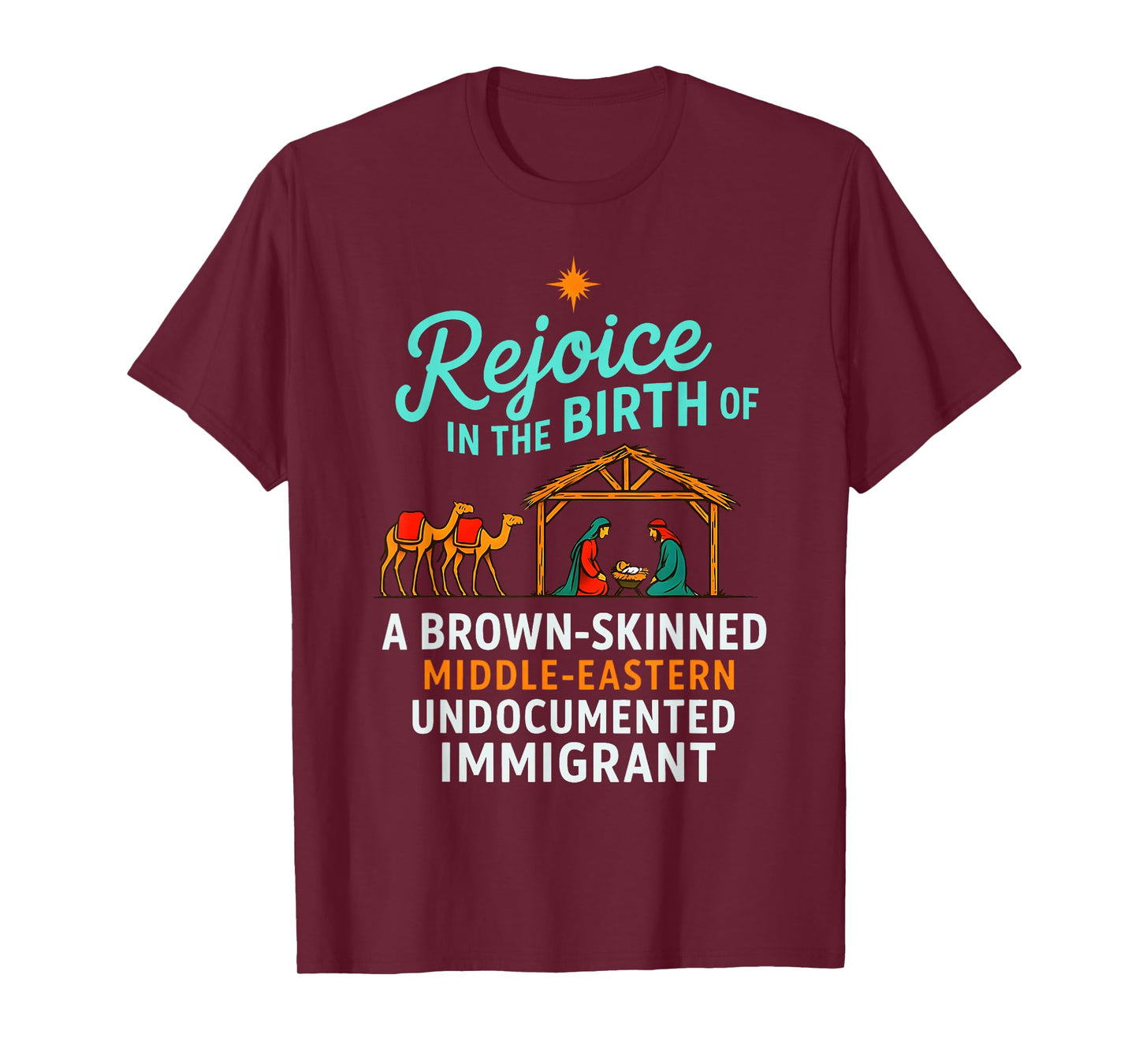 Rejoice in The Birth of A Brown Skinned Christian Christmas T-Shirt