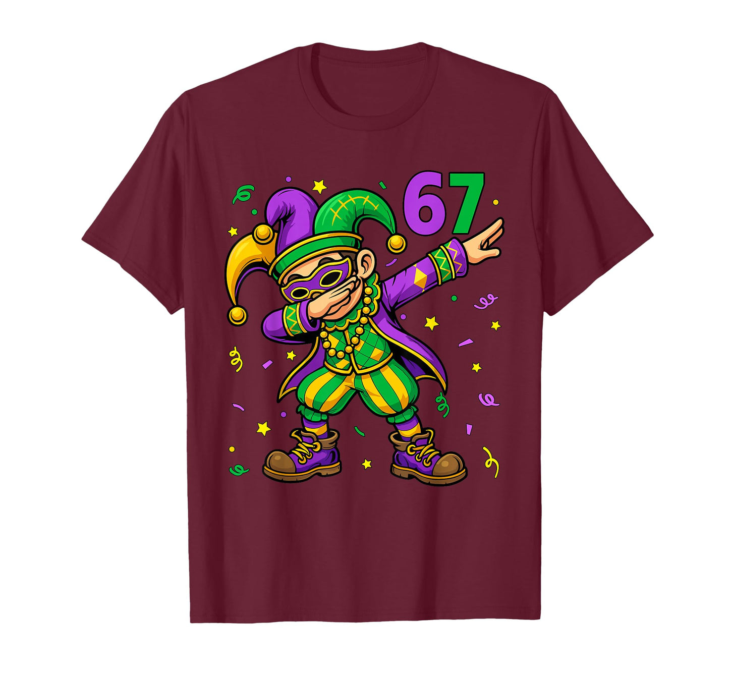 Mardi Gras Dabbing Boy Funny Six Seven 67 Meme Men Boy Kid T-Shirt