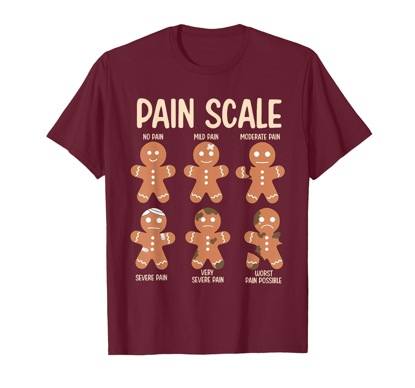 Pain Scale Funny Gingerbread Man Christmas Nurse Holiday T-Shirt