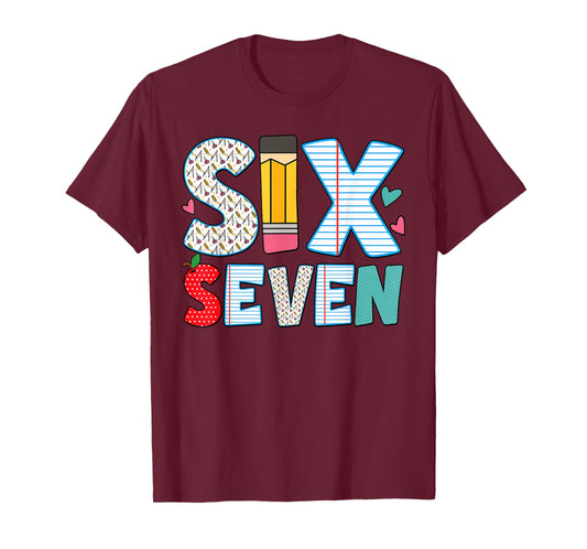 Funny Six Seven 6 7 Meme Teacher Design for Women Girls T-Shirt