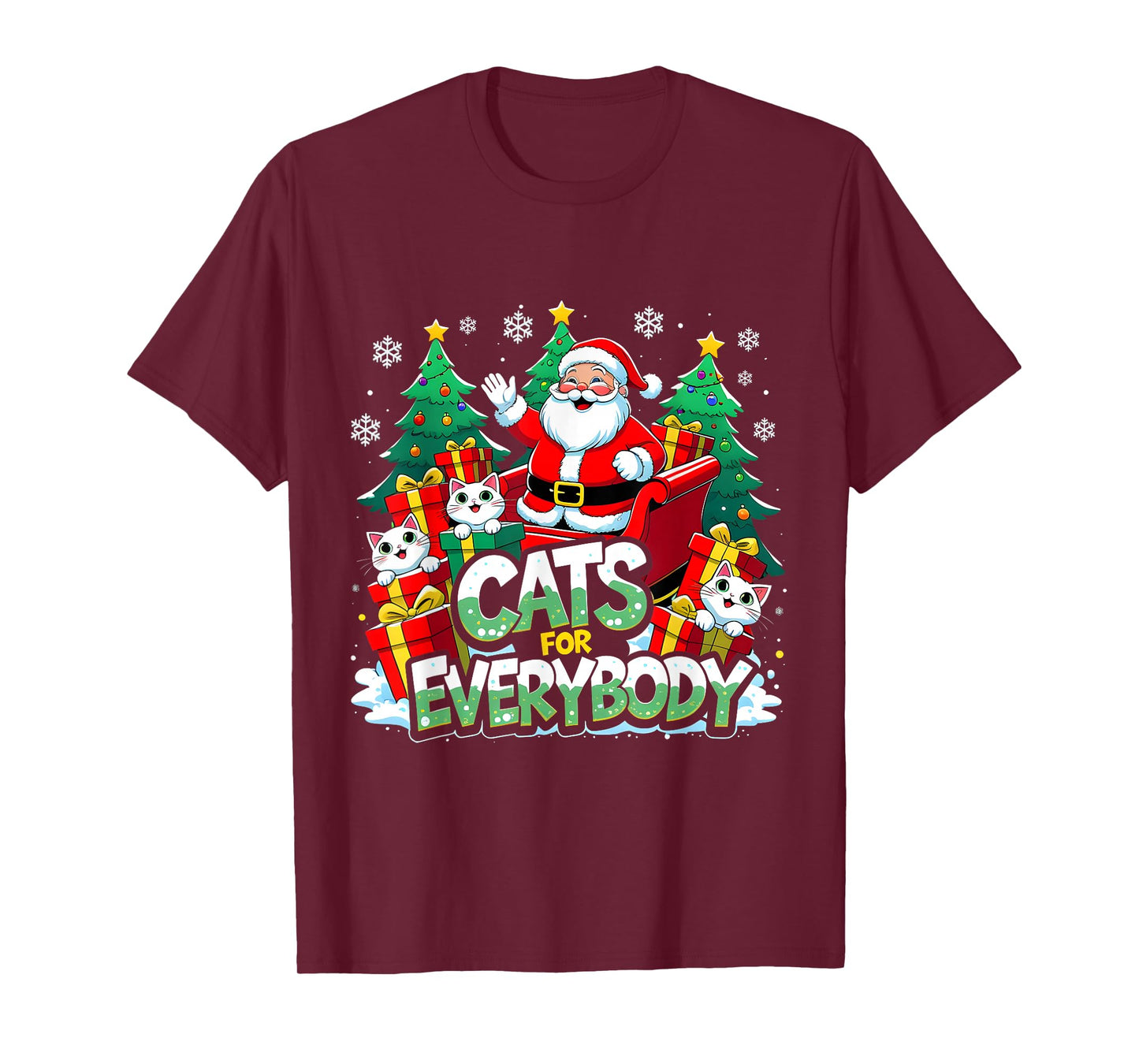 Cats for Everybody Funny Santa Christmas Art T-Shirt