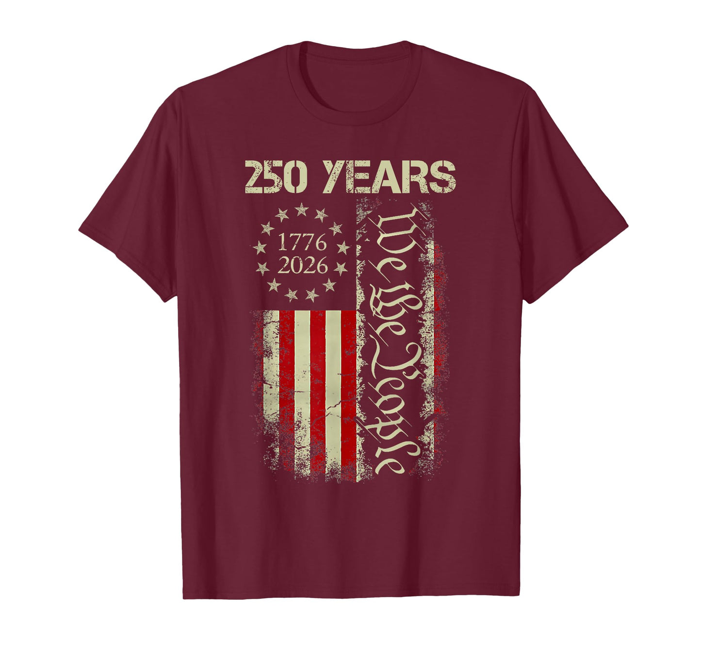 250 Years 1776-2026 250th Birthday USA Flag Patriotic Men T-Shirt