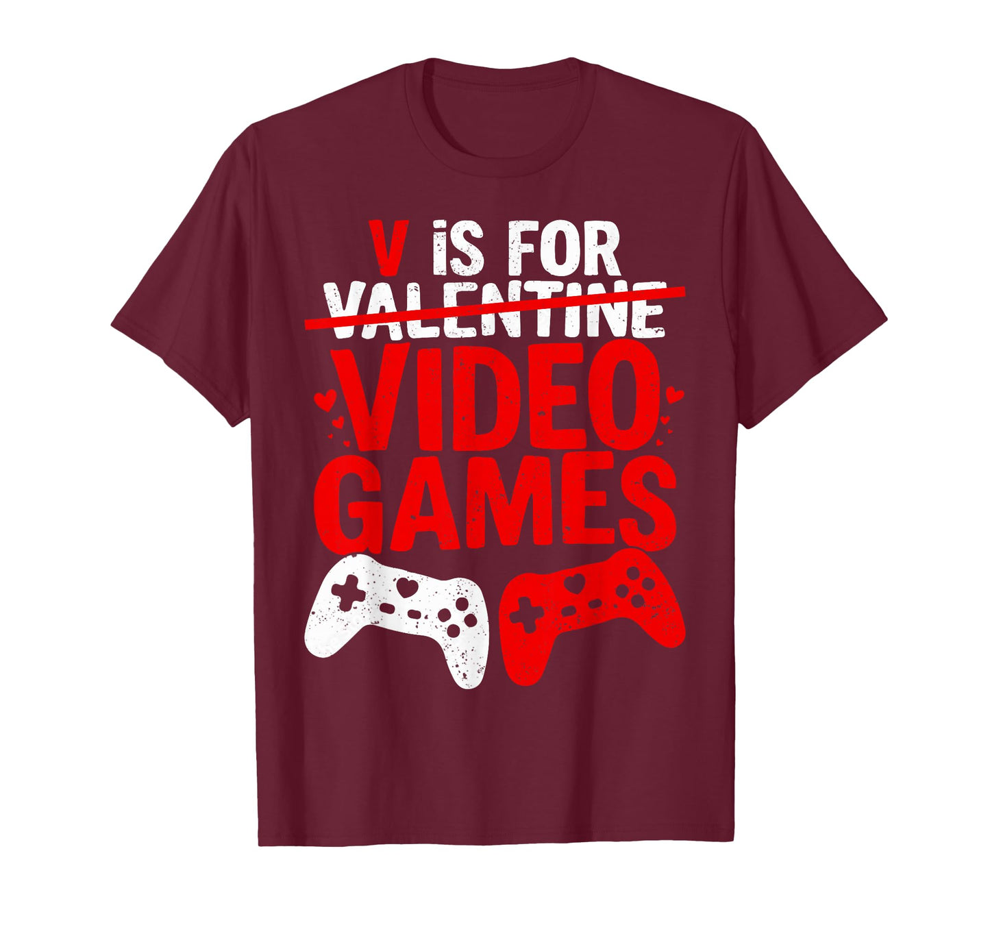 V is for Video Games Funny Valentines Gamer Boy Men Kids T-Shirt