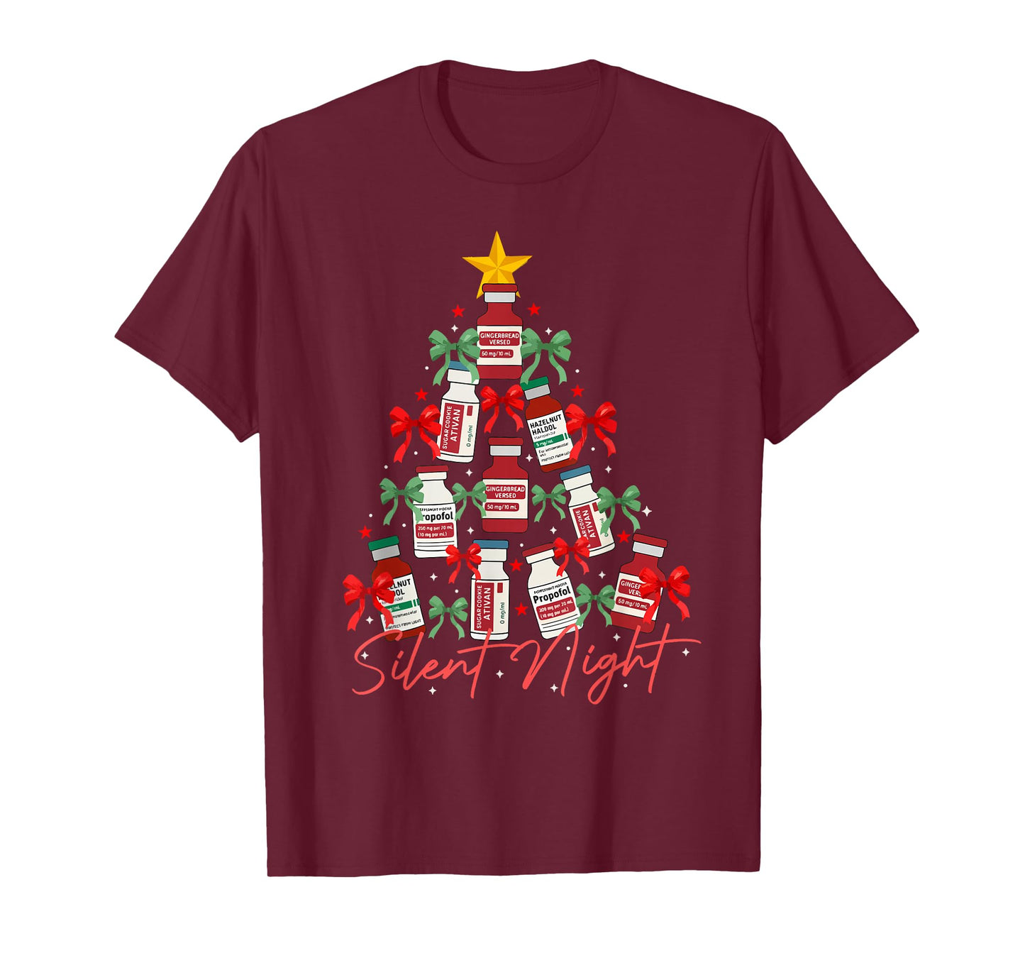 Funny Santa Propofol Silent Night ICU Nurses Merry Christmas T-Shirt