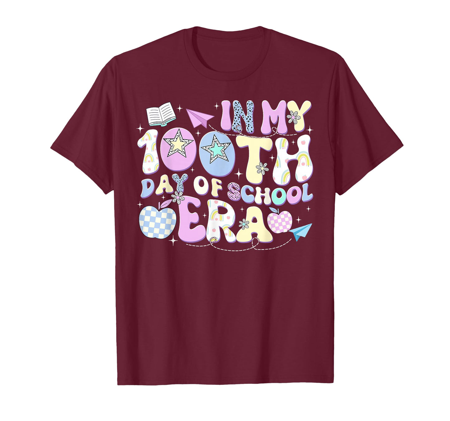 Groovy 100 Days of School in My Era 100th Day Apple T-Shirt