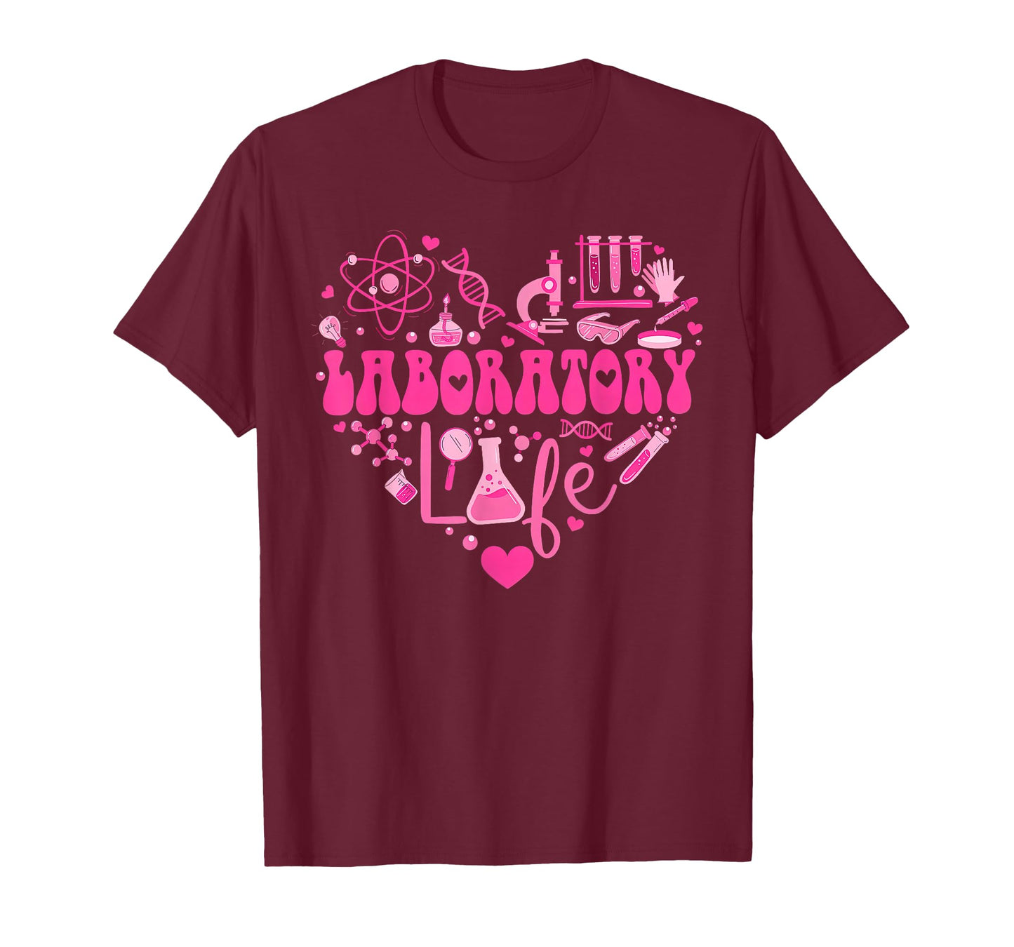 Laboratory Heart Valentine Lab Technologist Science Teacher T-Shirt