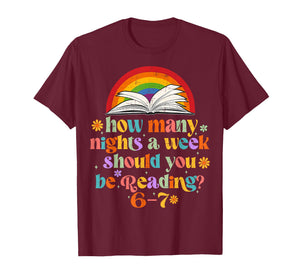 How Many Night a Week Should You be Reading 67 Meme Groovy T-Shirt