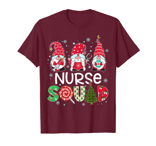 Nurse Squad Gnome Nurse Stethoscope Christmas Pine Plaid T-Shirt