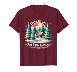 Columbia Inn Pine Tree Frosty Cozy Winter Christmas T-Shirt