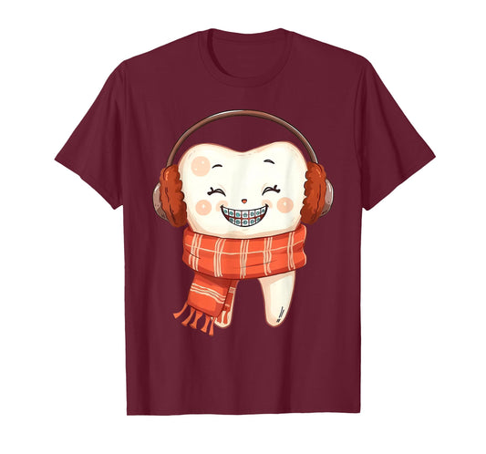 Cute Winter Tooth Braces Orthodontist Dental Dentist Xmas T-Shirt