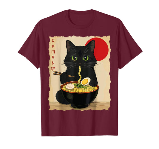 Funny Cat Ramen Kawaii Anime Japanese Graphic Women Men T-Shirt
