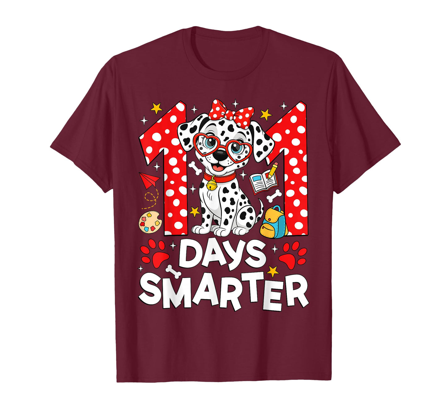 100 Days of Smarter Dalmatian Dog 100 Days of School Kids T-Shirt