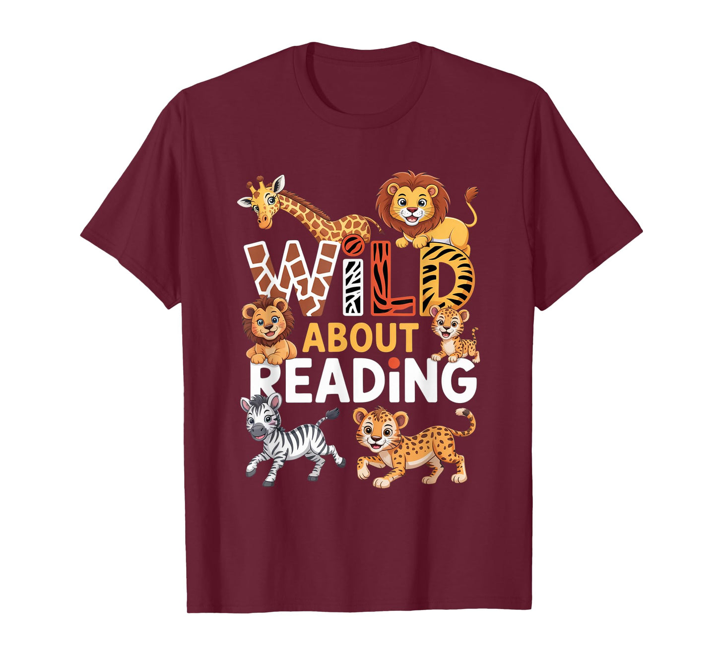 Zoo Animals Wild About Reading Books Reader Lover Librarian T-Shirt