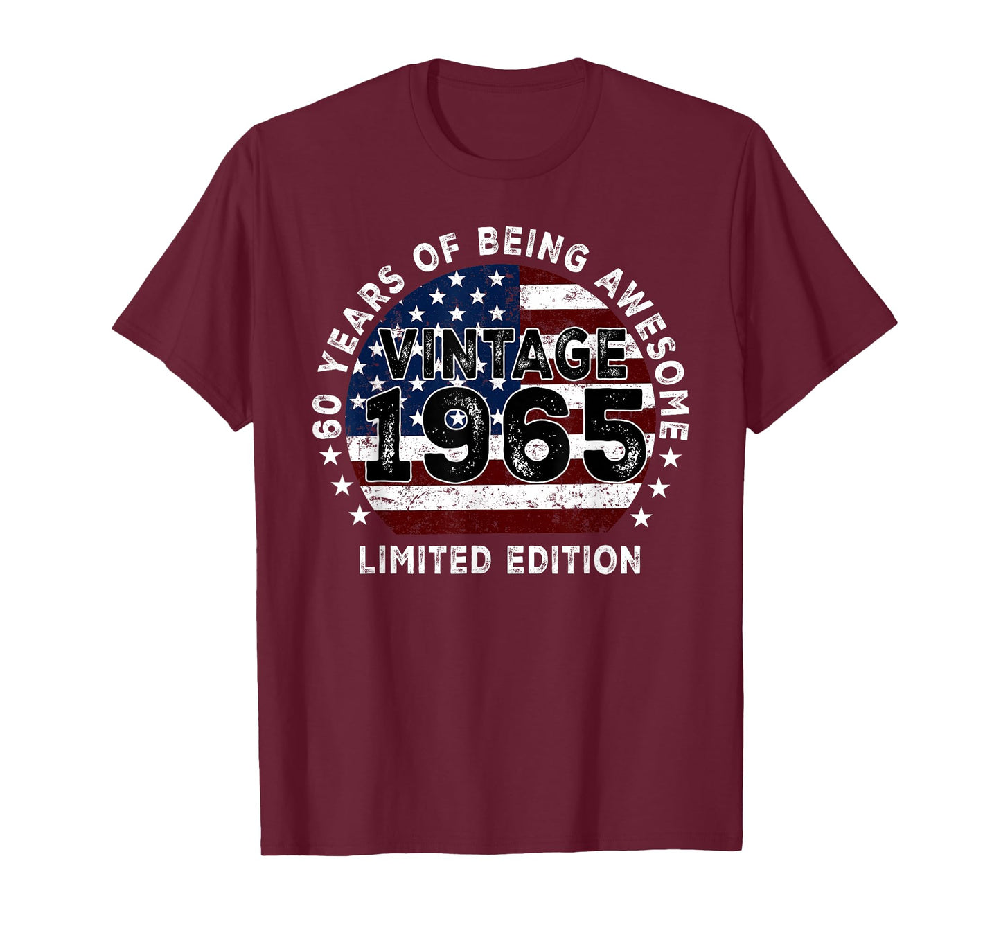 Vintage 1965 American Flag 60th Birthday Gifts 60 Year Old T-Shirt