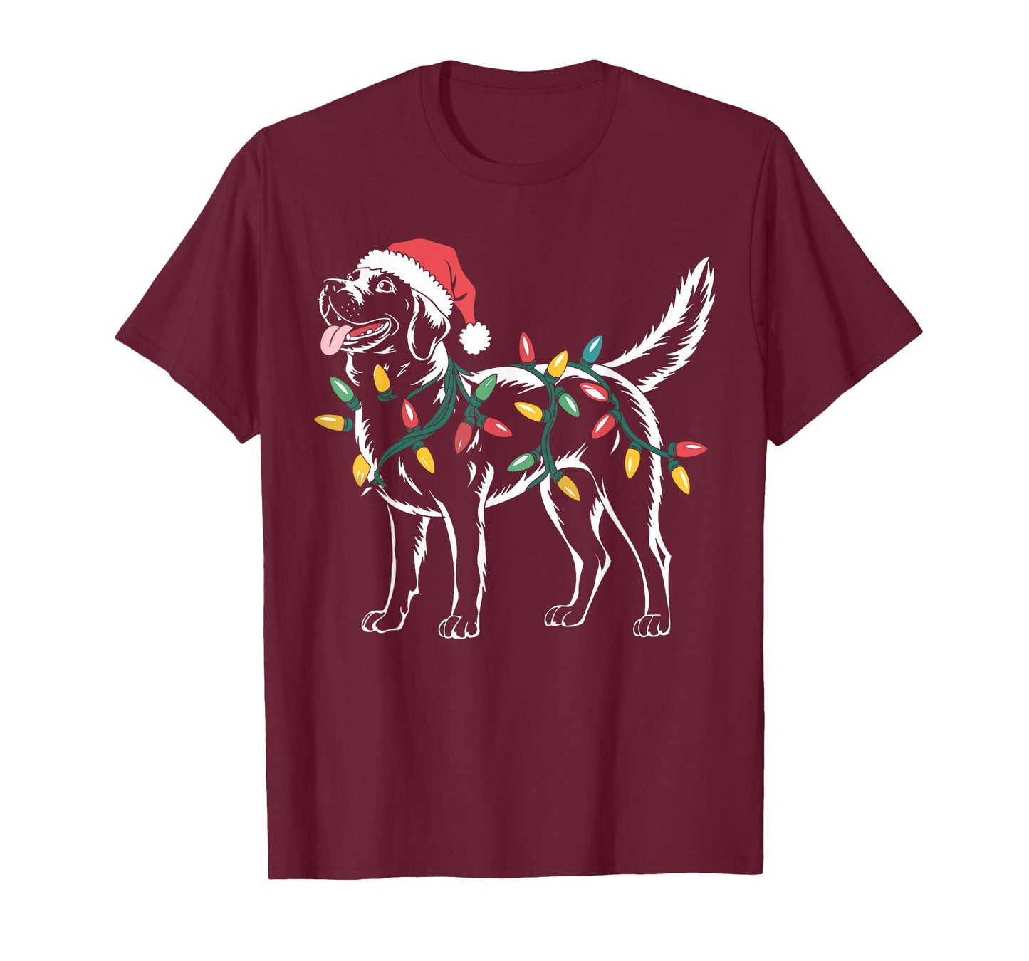 Funny Santa Labrador Retriever Christmas Lights Dog Lover T-Shirt