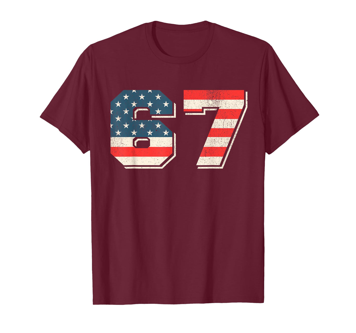 Funny 67 Six Seven Meme USA Flag for Kids & Women & Men T-Shirt