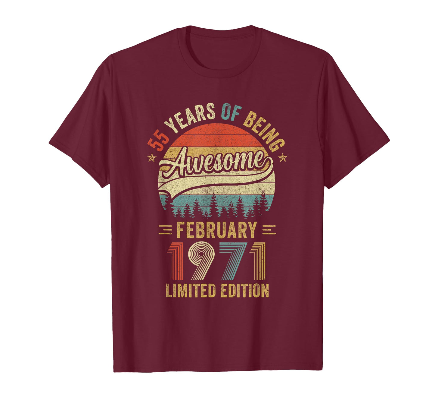 Vintage February 1971 Old 55Th Birthday Men Women T-Shirt