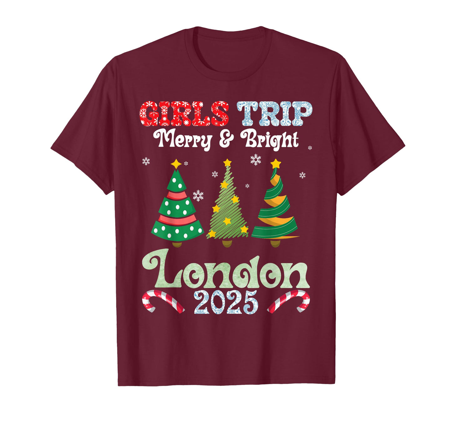 Girls Trip Merry Bright Christmas in London Vacation 2025 T-Shirt