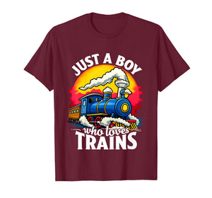 Kids Just A Boy Who Loves Trains Cute Train Lover Kids Toddler T-Shirt