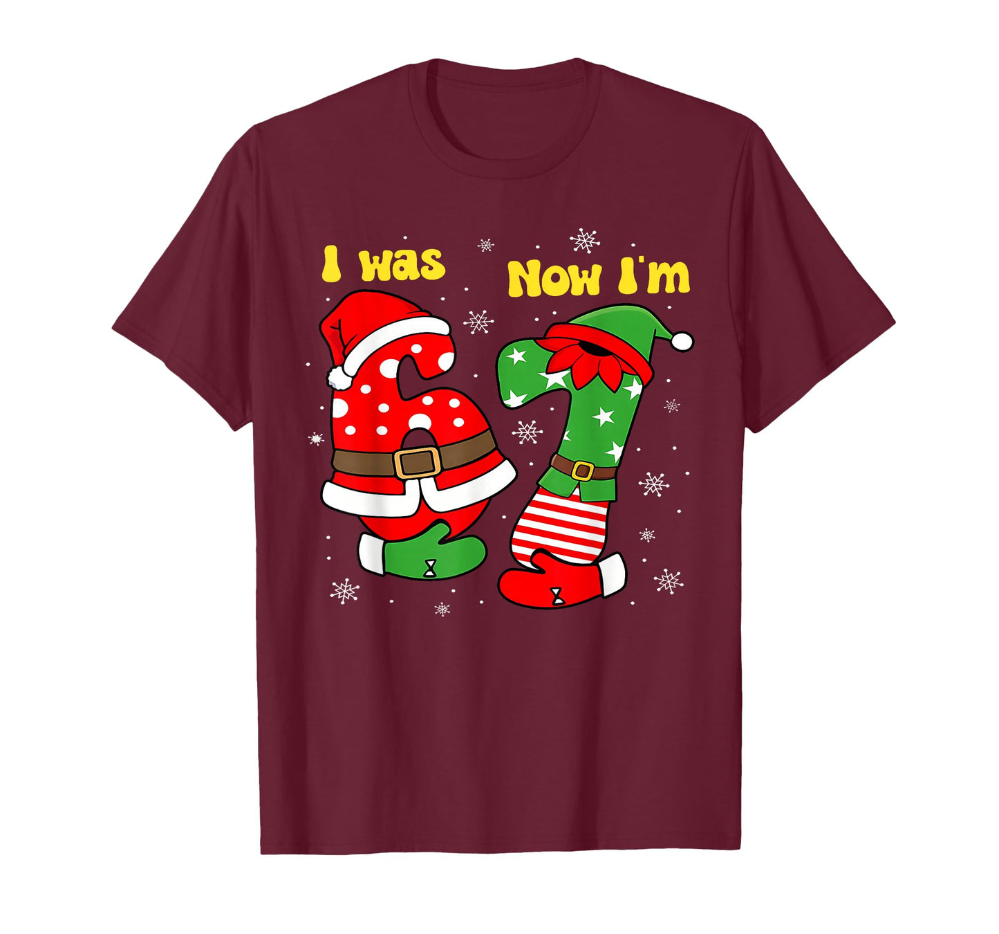I was 6 Now I'm 7 67 Seven Year Old Birthday Girls Boys T-Shirt
