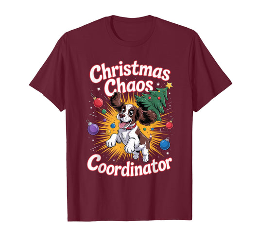 Christmas Chaos Coordinator Puppy English Springer Spaniel T-Shirt