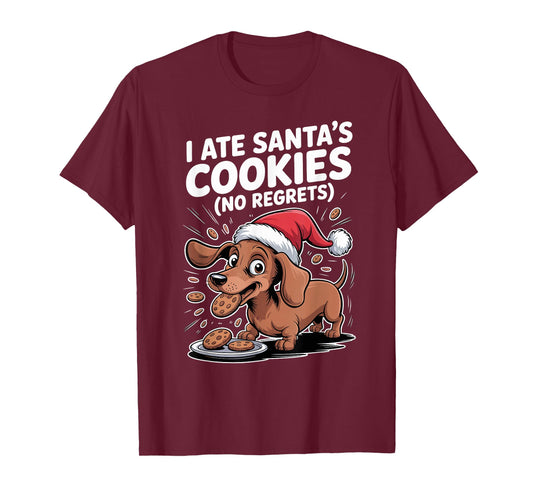I Ate Santas Cookies Xmas Puppy Funny Christmas Dachshund T-Shirt