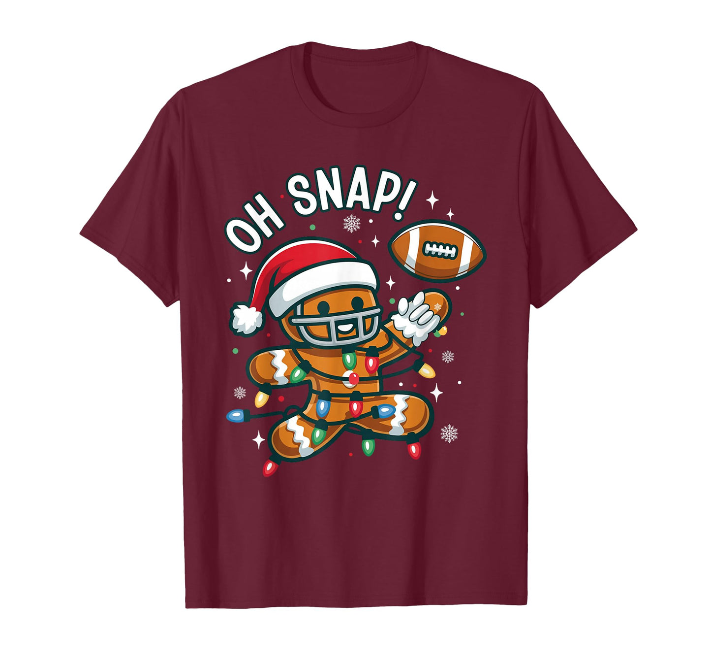 Gingerbread Cookie Playing Football Christmas Xmas Boys Men T-Shirt