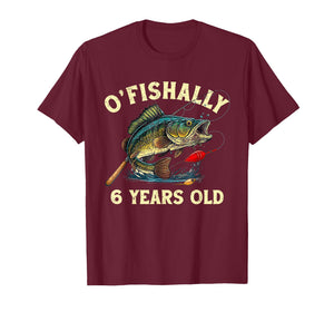 Vintage O'Fishally 6 Years Old Fishing 6th Birthday Boy T-Shirt