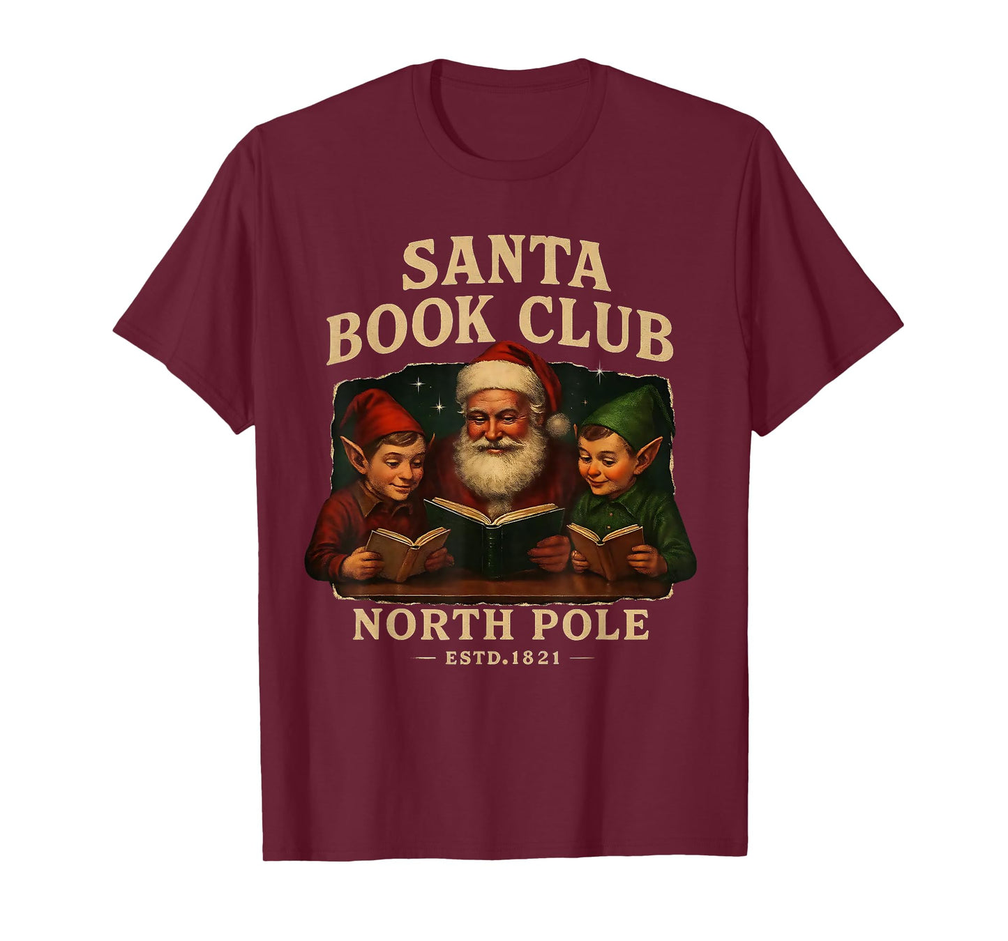 Santa Book Club North Pole Vintage Christmas T-Shirt