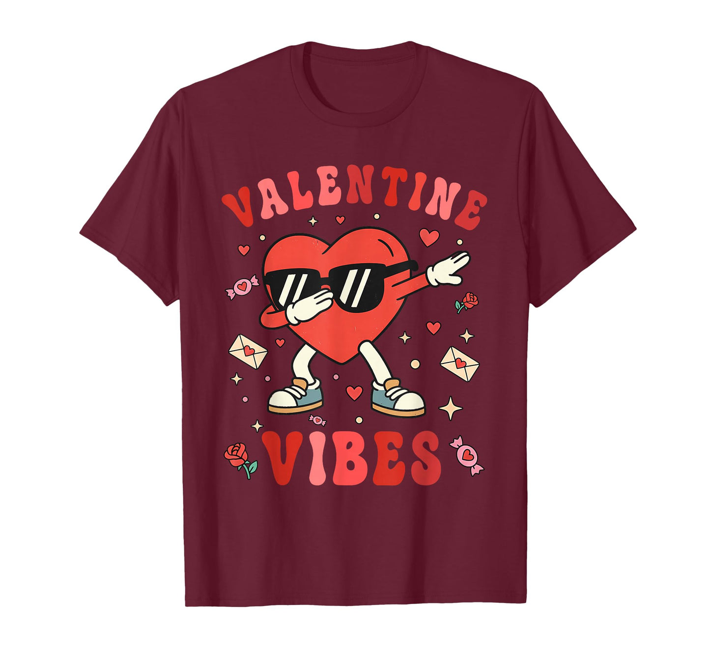 Funny Valentines Tee Dabbing Heart Teen Boys Kids Girls Men T-Shirt