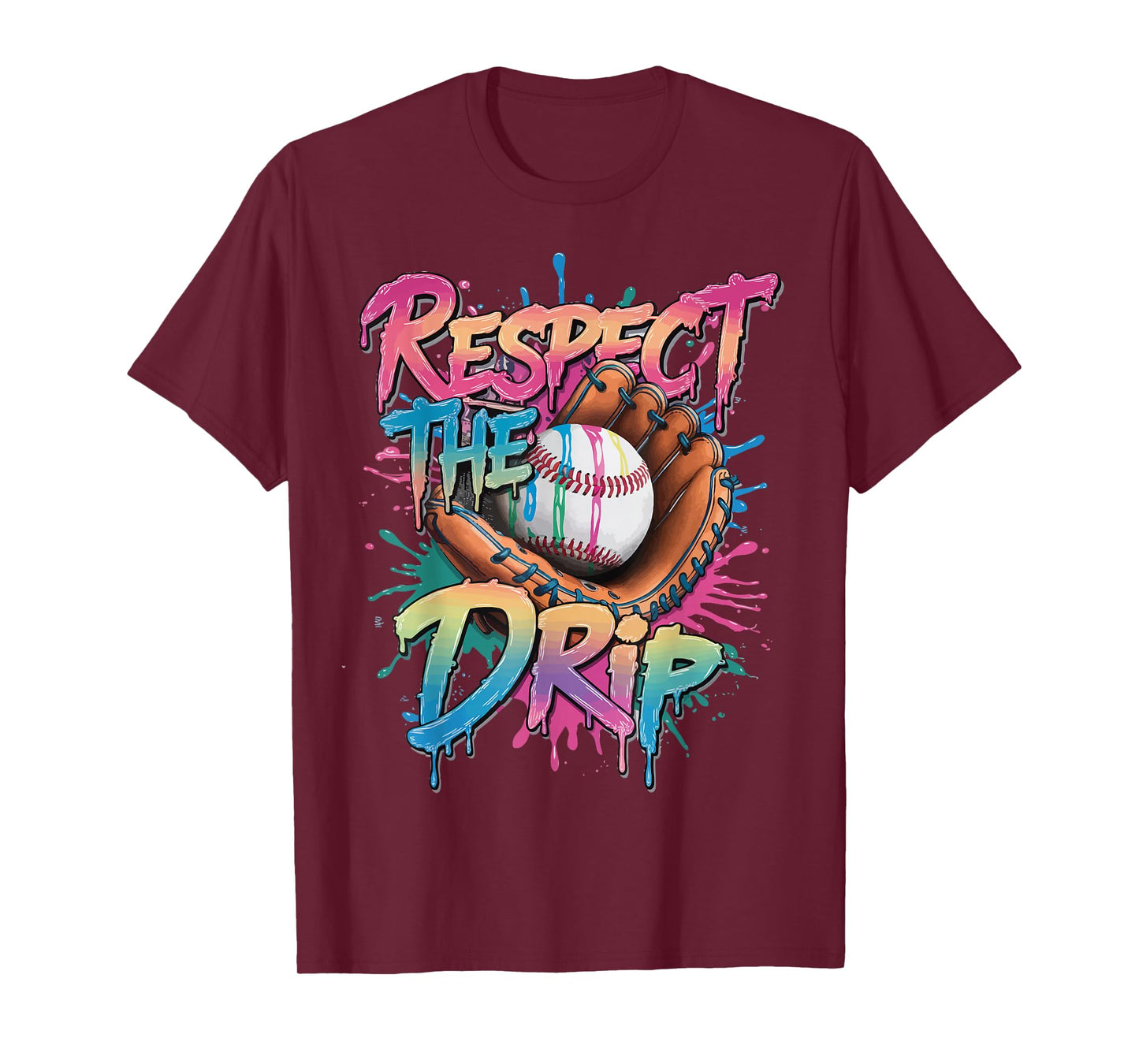 Respect The Drip Baseball Drip Glove Youth Boys Girls Player T-Shirt