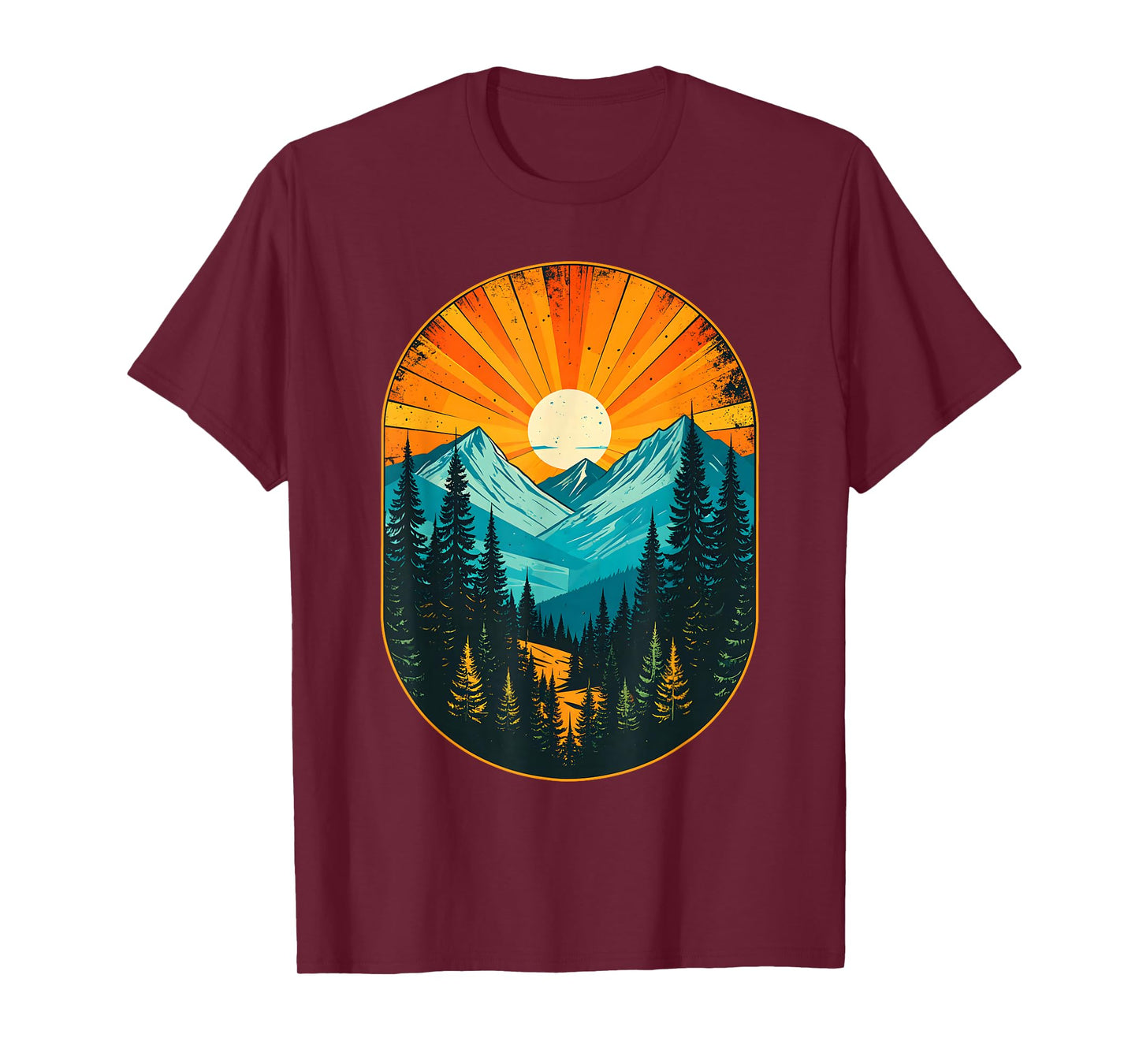 Mountain Forest Tree Nature Graphic Outdoor Hiking Adventure T-Shirt