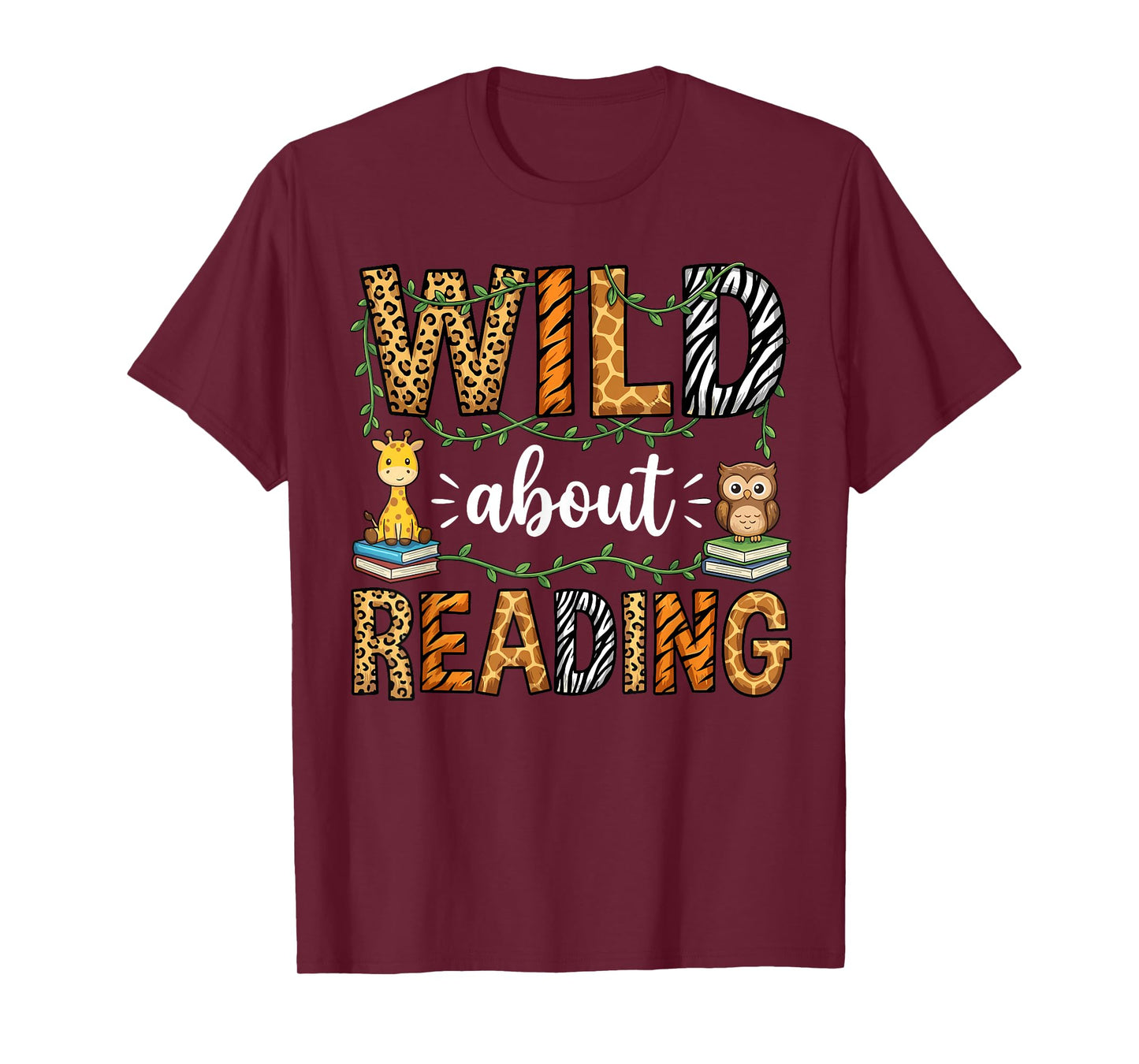 Wild About Reading Reading Books Lovers Reader Librarian T-Shirt