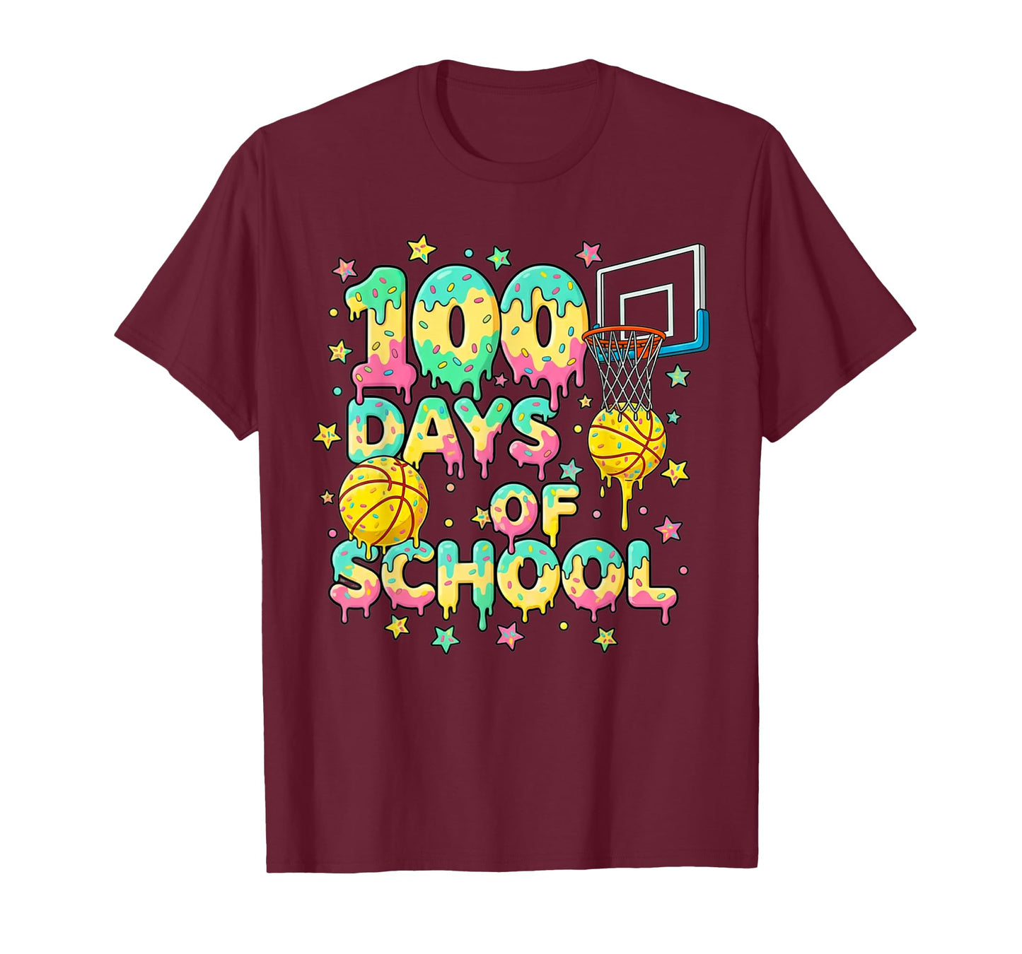 100 Days of School Basketball Girls Boys Kids Funny Teachers T-Shirt
