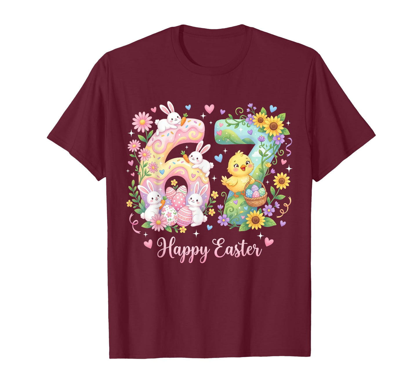 Happy Easter 6 7 Cute Rabbit 67 Bunny Six Seven Easter Day T-Shirt