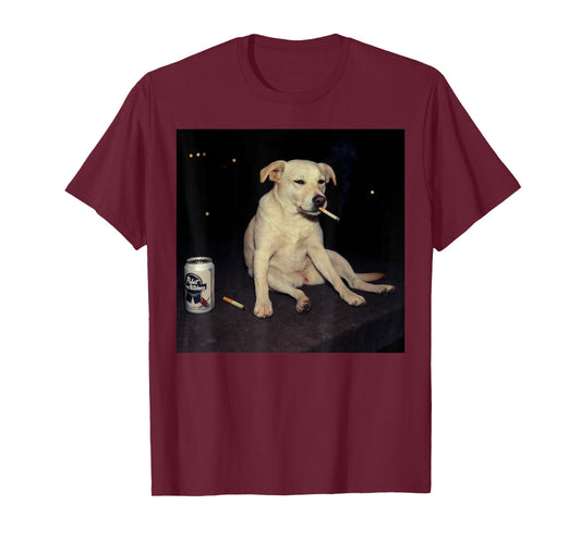 Funny Smoking Dog Meme Cigarette Gen Z Meme Dog Lover T-Shirt