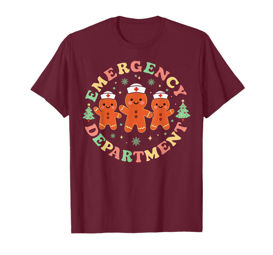 Emergency Department Gingerbread Nurse Christmas ER Holiday T-Shirt