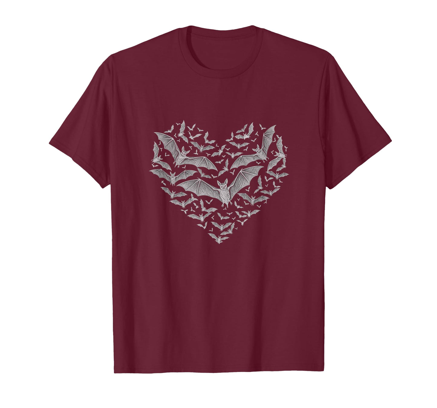 Vampire Bats Heart Sketch Design T-Shirt