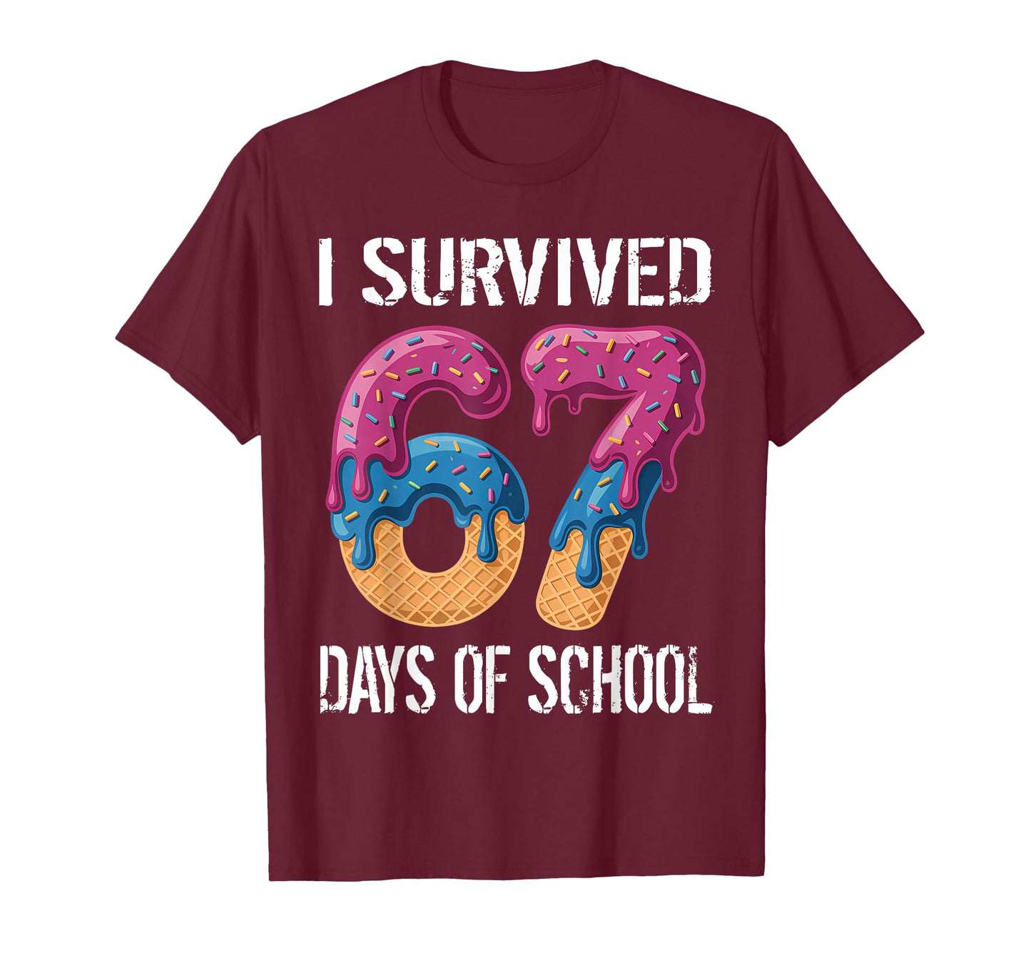 I Survived 67 Days of School Boys Ice Cream Drip Teacher T-Shirt
