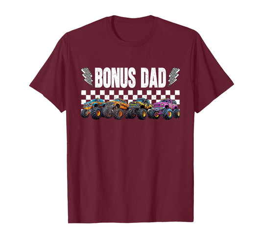 Bonus Dad Retro Monster Truck Family Crew Birthday Matching T-Shirt