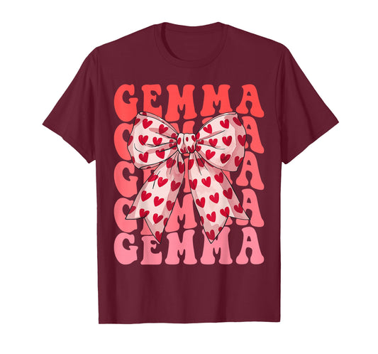 Coquette Bow Gemma Name Aesthetic Women Mothers Day Design T-Shirt