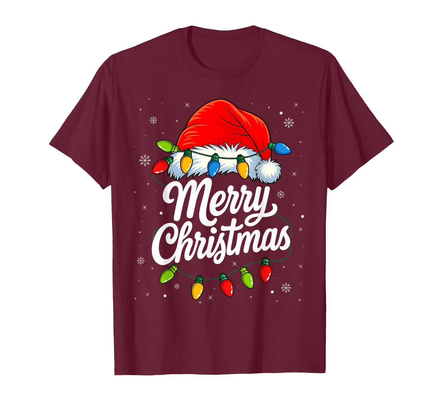 Merry Christmas Red Santa hat and Lights T-Shirt