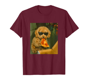 Funny Toy Poodle Eating Pizza Dog Meme Retro T-Shirt