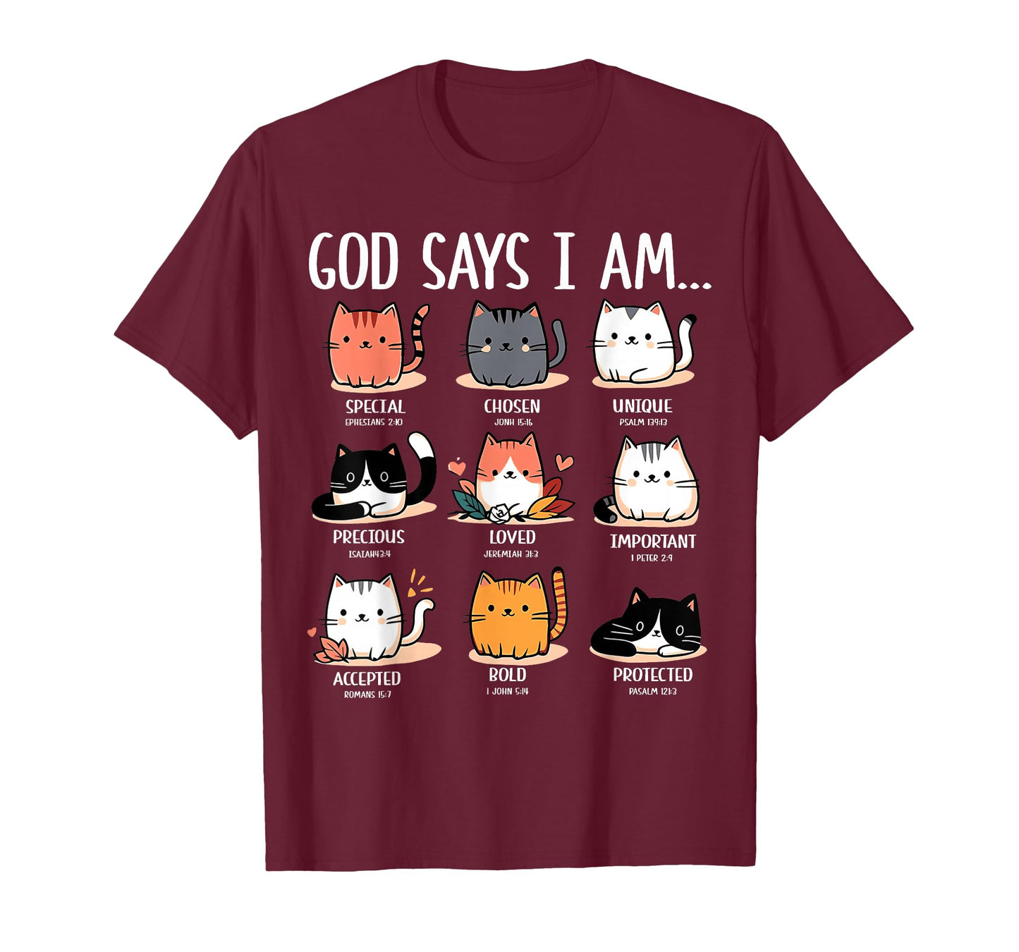 Cute God Says I Am Cat Lover Funny Christian Kids Girls T-Shirt