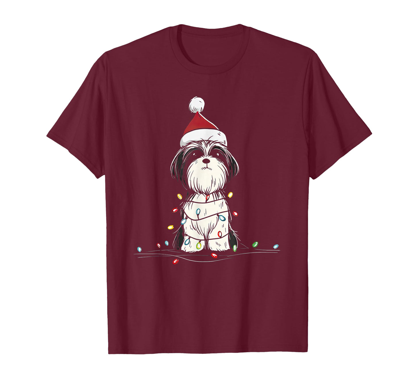 Funny Shih Tzu Christmas Graphics Dog Lights Lover Owner T-Shirt