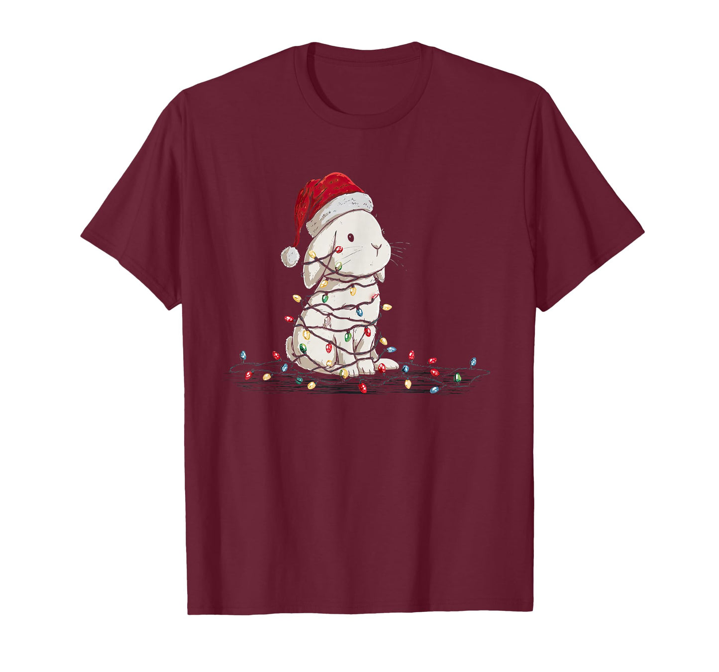 Funny Bunny Christmas Graphics Animal Lights Lover T-Shirt