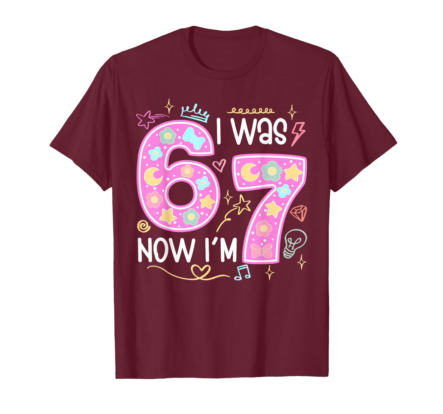 Funny 7 Year Old Birthday I was 6 Now I'm 7 Meme Tee T-Shirt